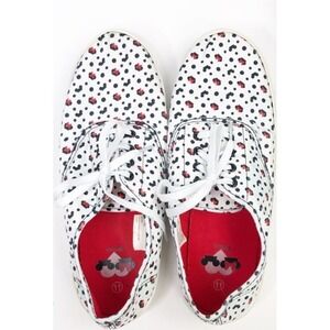 Disney Mickey Mouse Polka Dot Low Top Sneakers White Black Red Womens Size 11